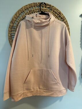 The Sweatshirt Project Women's Striped Hoodie Light Pink Hooded Pockets 1X